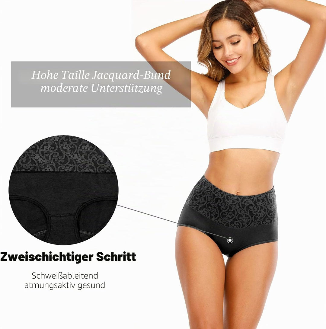 Senllori Damen Unterwäsche, hohe Taille, Baumwolle, Bauchkontrolle, weiche volle Abdeckung Multipack