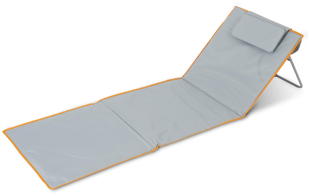 Stagecaptain Beachmatte “Layla” - Gepolsterte Strandmatte mit Kopfkissen - Stufenlos verstellbare Rü