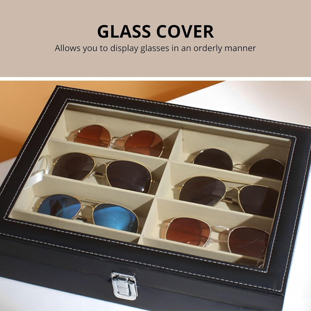 MAGIC SELECT Brillenbox mit 8 Fächern. Etui für Sonnenbrille, Lesebrille mit Transparentem Glasdecke