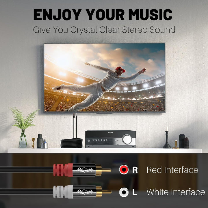Klinke 3,5mm auf Cinch Kabel 25 Meter,2 RCA Stecker auf Aux Stereo Audioadapter,Aux-Cinch Y Splitter