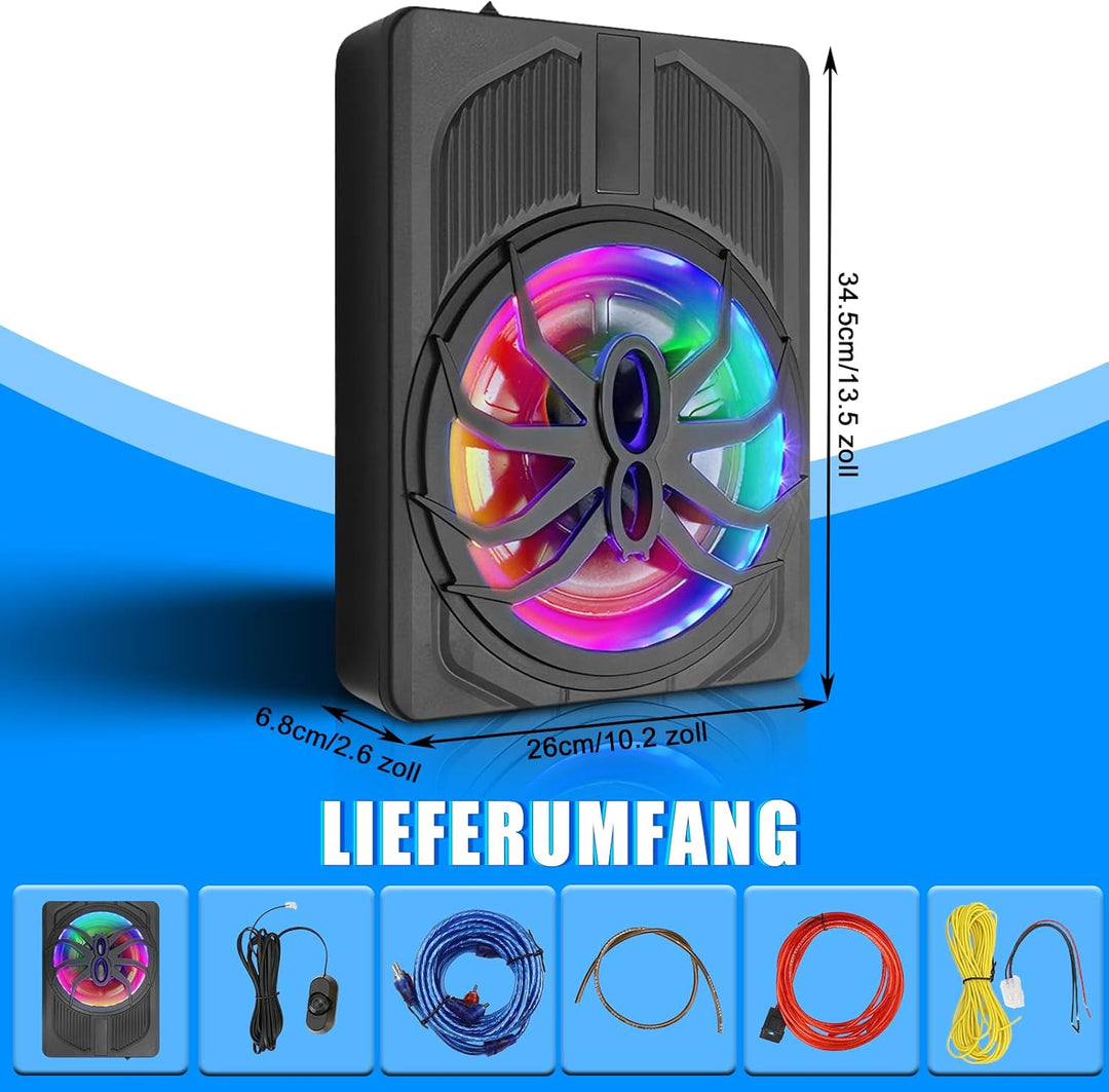 WODHMIEY 10 Zoll 800W Ultra-Dünner Aktiv-Subwoofer Für Auto/Truck Mit Verstärker, 24dB Starker Bass,