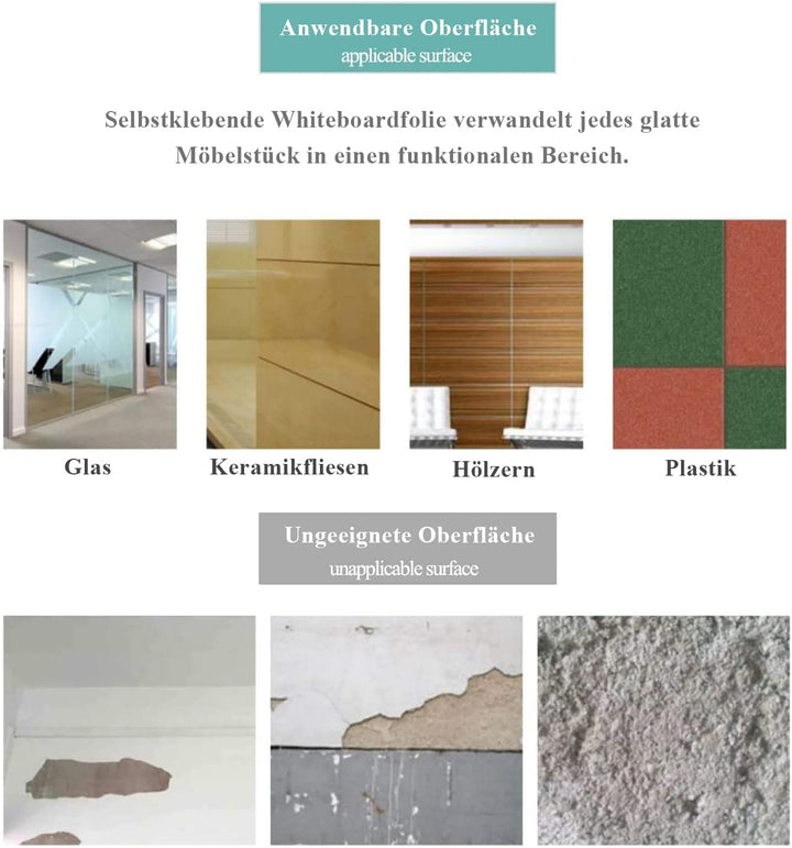 Tafelfolie Magnetisch Selbstklebend, 40 * 90cm Magnetfolie Selbstklebend Schwarz, Abwischbar Kreidef
