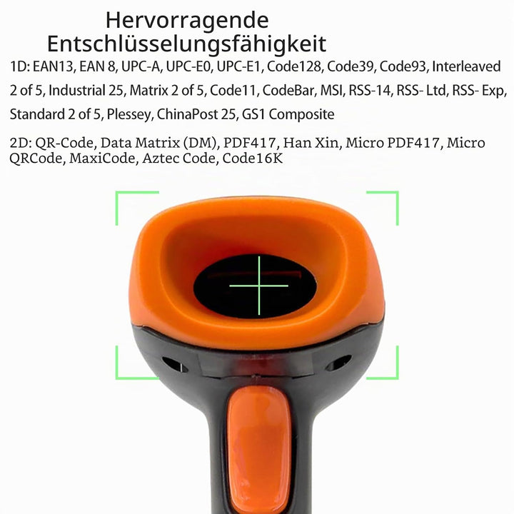 Handheld Barcode Scanner 1D 2D QR Code Book Scanner für PC Handbuch Continuous Scanning USB Kabelbal
