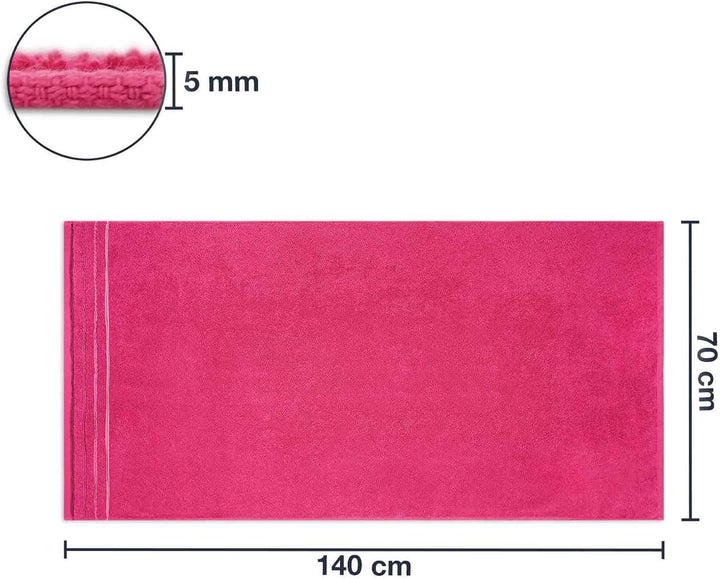 WohnDirect Duschtuch Set 2 teilig - 2 Badetücher (70x140) - Frottee 100% Baumwolle - Pink 2 Badetüch