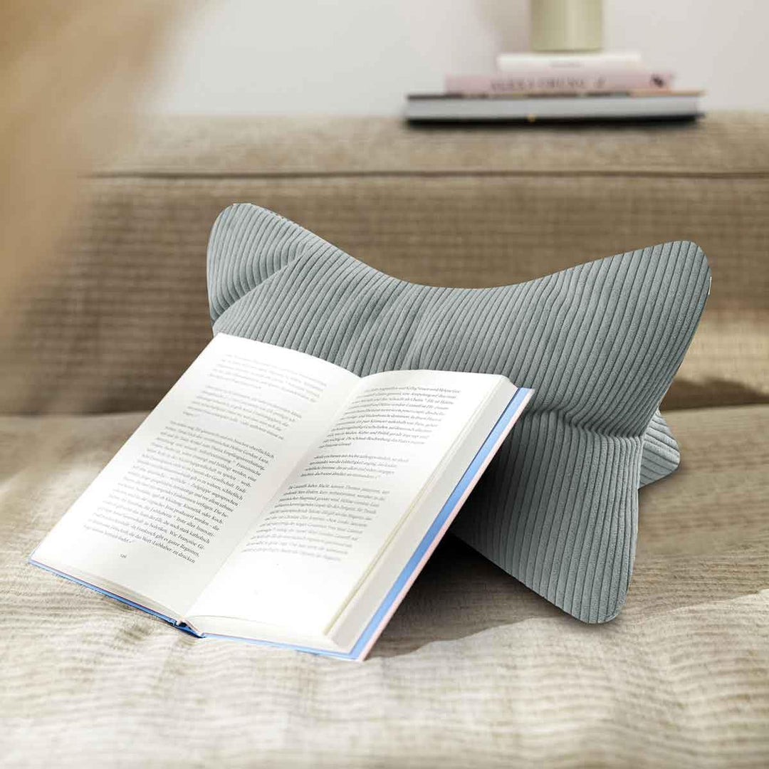 MAGMA Leseknochen INGA, Cord Look,Farbe Mint, 42cm x 22cm, ergonomische Form für Nacken- oder Lenden
