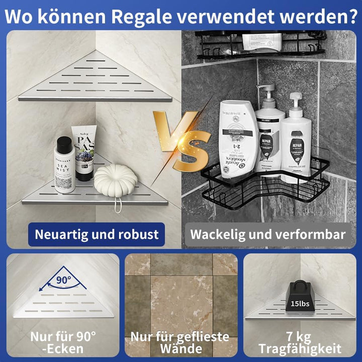 Bernkot Eckablage Duschablage 304 Edelstahl ohne Bohren für Badezimmer Shampoo Halter Gestreiftes Lo