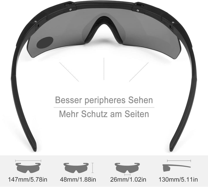 Feyachi Schiessbrille mit 3 Austauschbaren Gläsern, Schutzbrille Schlagfester Augenschutz, UV-400-S