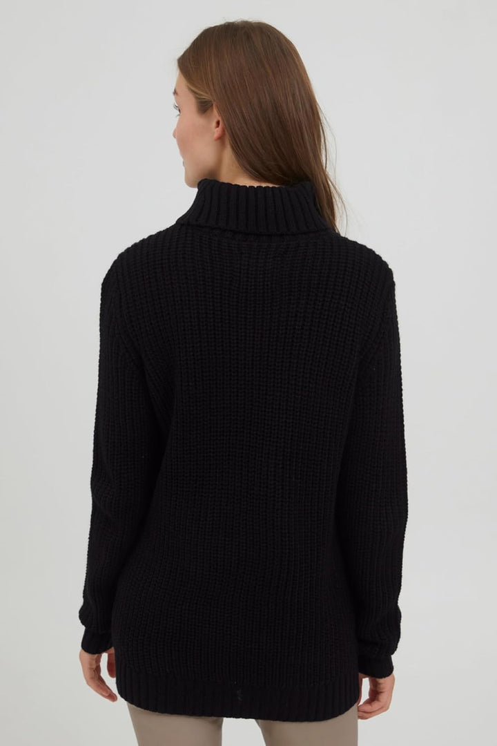 OXMO OXNanna Strickpullover Damen Grobstrickpullover Pullover mit Rollkragen Regular Fit S Black (19