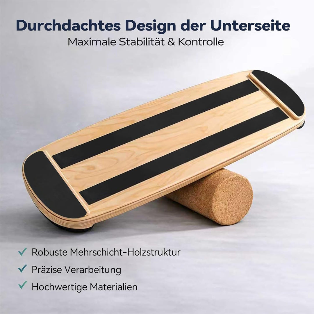FunLife Balance Board aus Holz – Stabiler Gleichgewichtstrainer für Core Training, Fitness &amp; Balance