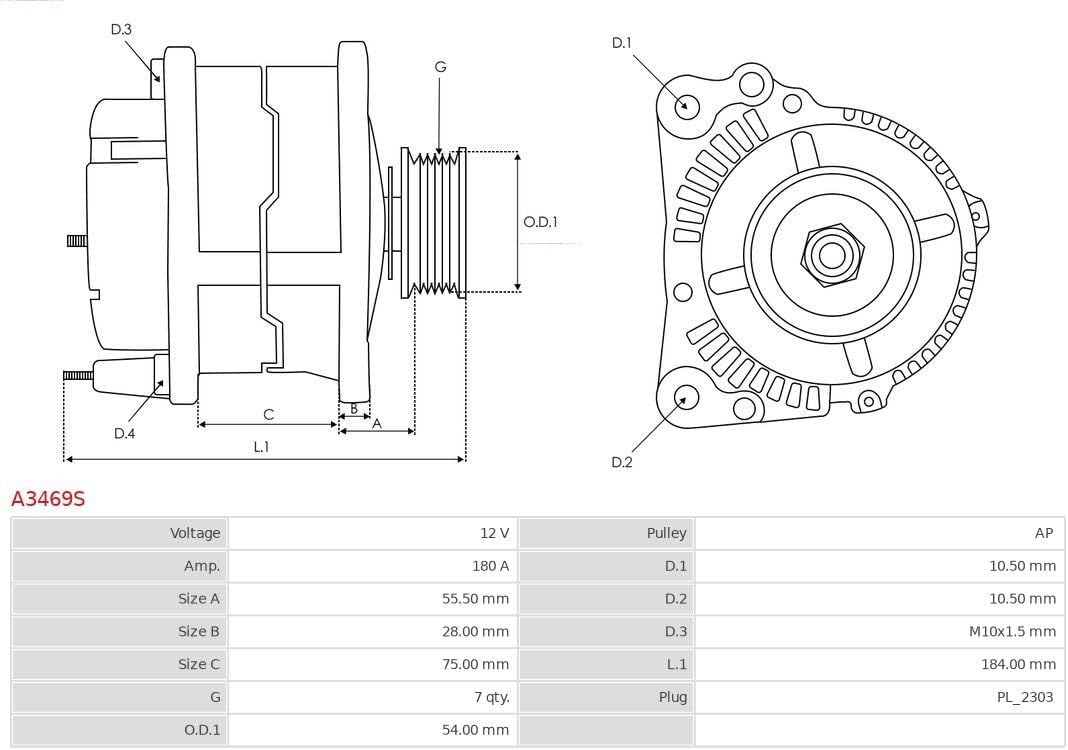 AS-PL Alternator - A3469S