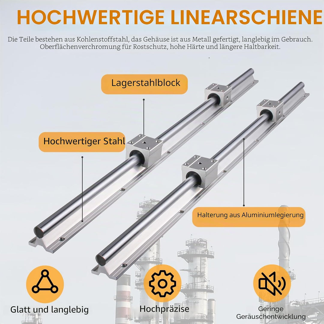 CNCYEAH 2 stücke Linear Schiene SBR16-400mm 16 MM Linearlager Schiene Gleitführung Welle + 4 Stücke