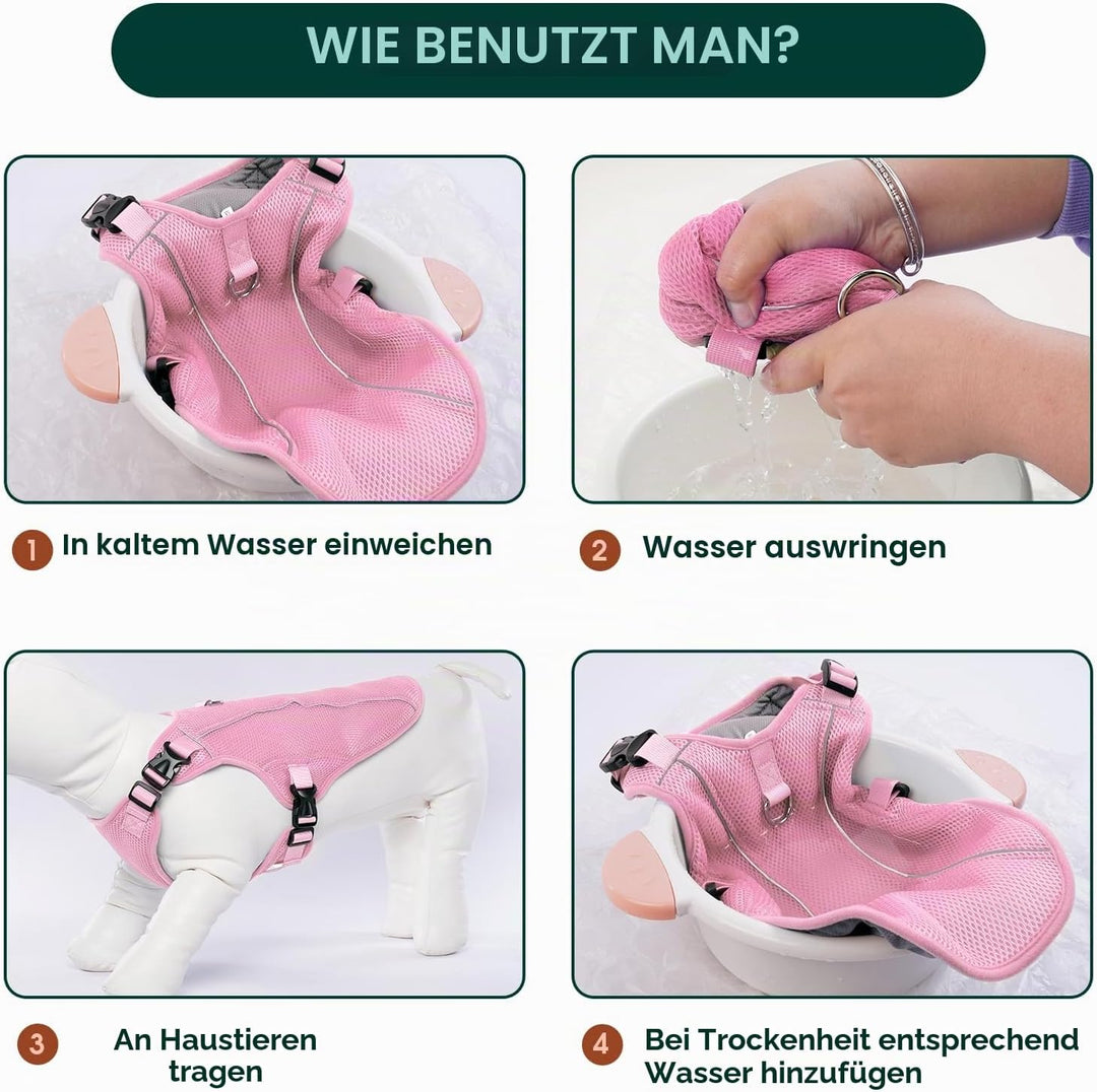 Kuoser Hund Kühlweste, Kühlweste für Hunde zur Abkühlung im Sommer, Atmungsaktive Hundekühlweste mit