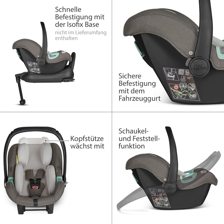 ABC Design Baby Autositz Tulip Diamond Edition – Babyschale für Gruppe 0+ i-Size bis 13 KG – Verstel