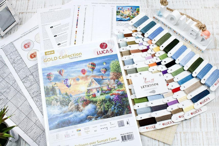 Wandteppich-Set Luca-S Gold – Luftballons über Sunset Cove G614