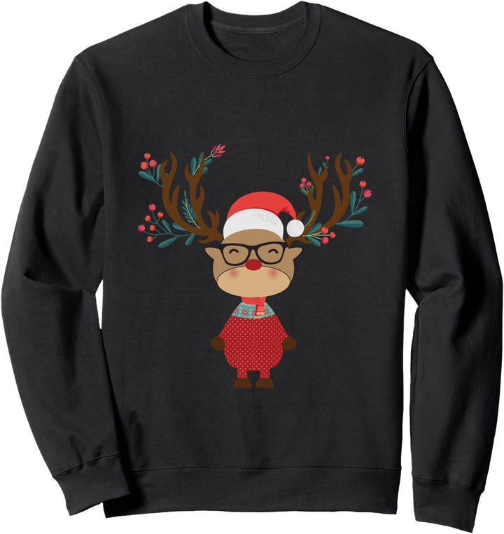 Lustiges Geschenk Weihnachten Rentier Weihnachtmann-Mütze Sweatshirt