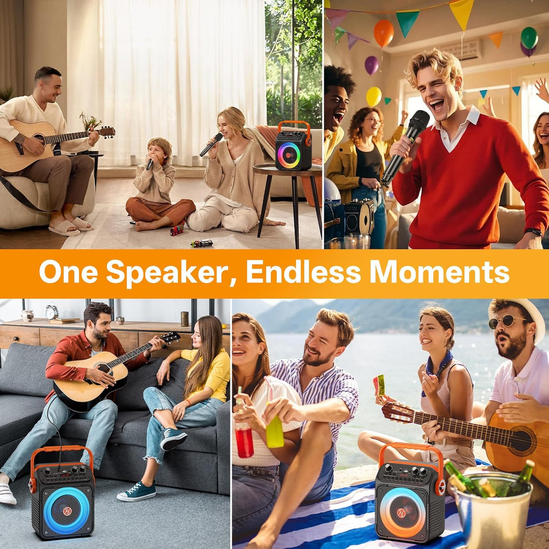 Karaoke Maschine Karaoke Anlage mit 2 Mikrofonen für Erwachsene & Kinder Bluetooth Lautsprecher mit