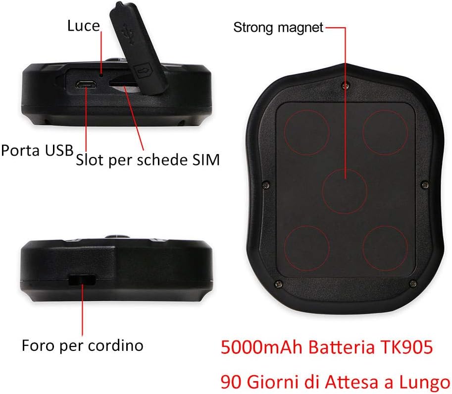 GPS Tracker Magnetische Wasserdicht Echtzeit-Tracking GPS Ortungsgerät, 3 Monate Standby SMS, APP, W