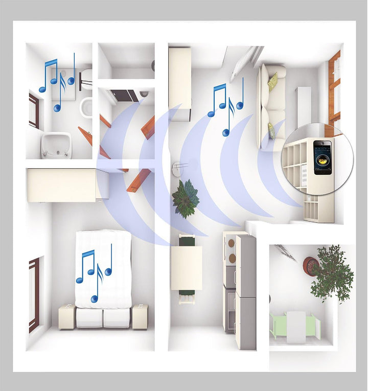 auvisio TV Lautsprecher: WLAN-Multiroom-Lautsprecher mit Subwoofer, BT, Airplay, 80 W, schwarz (WLAN