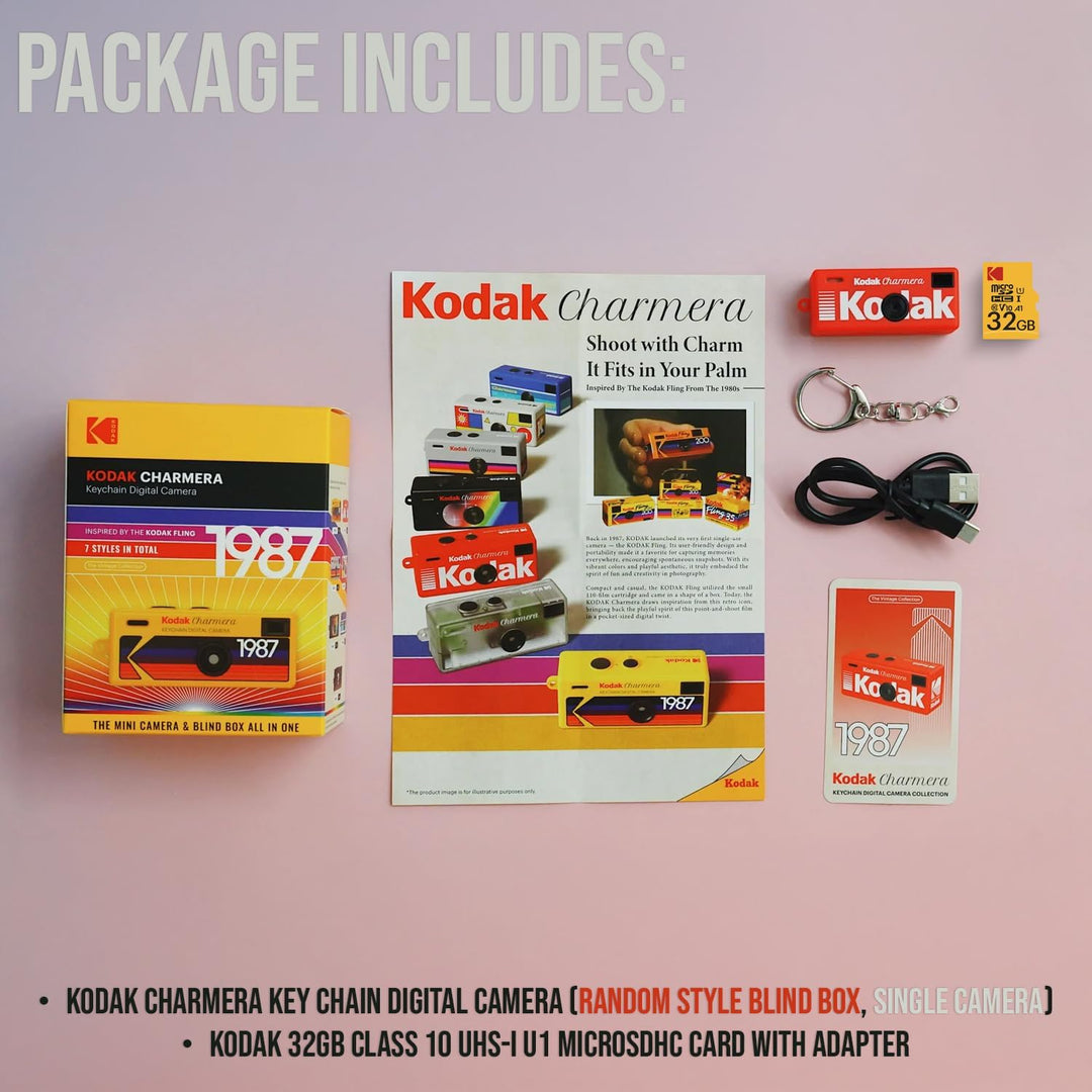 Kodak Charmera Schlüsselanhänger Digitalkamera (Random Style Blind Box, Einzelkamera) mit 32GB Speic