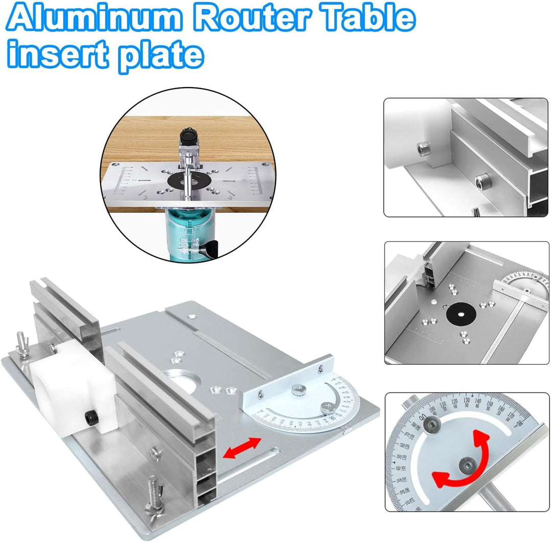 Frästisch Einlegeplatte Set, Aluminium FräStisch für Oberfräse mit Halterung Fasenmoment, Tischfräse