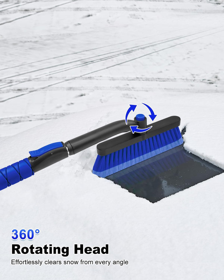 SEAAES 33 Zoll Schneebürste und Eiskratzer für Auto Windschutzscheibe, Ausziehbarer Schneeschaber un