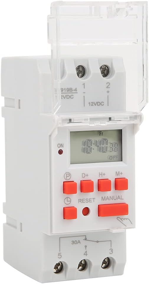Digitale Zeitschaltuhr, DC 12V 30A 7 Tage Programmierbarer Timer, Mit Countdown-Funktion,16 EIN-/Aus