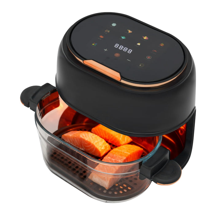 Heissluftfritteuse, 4L Air fryer Luftfritteuse ohne Öl mit Sichtfenster, Touchscreen, 1350 W Friteus