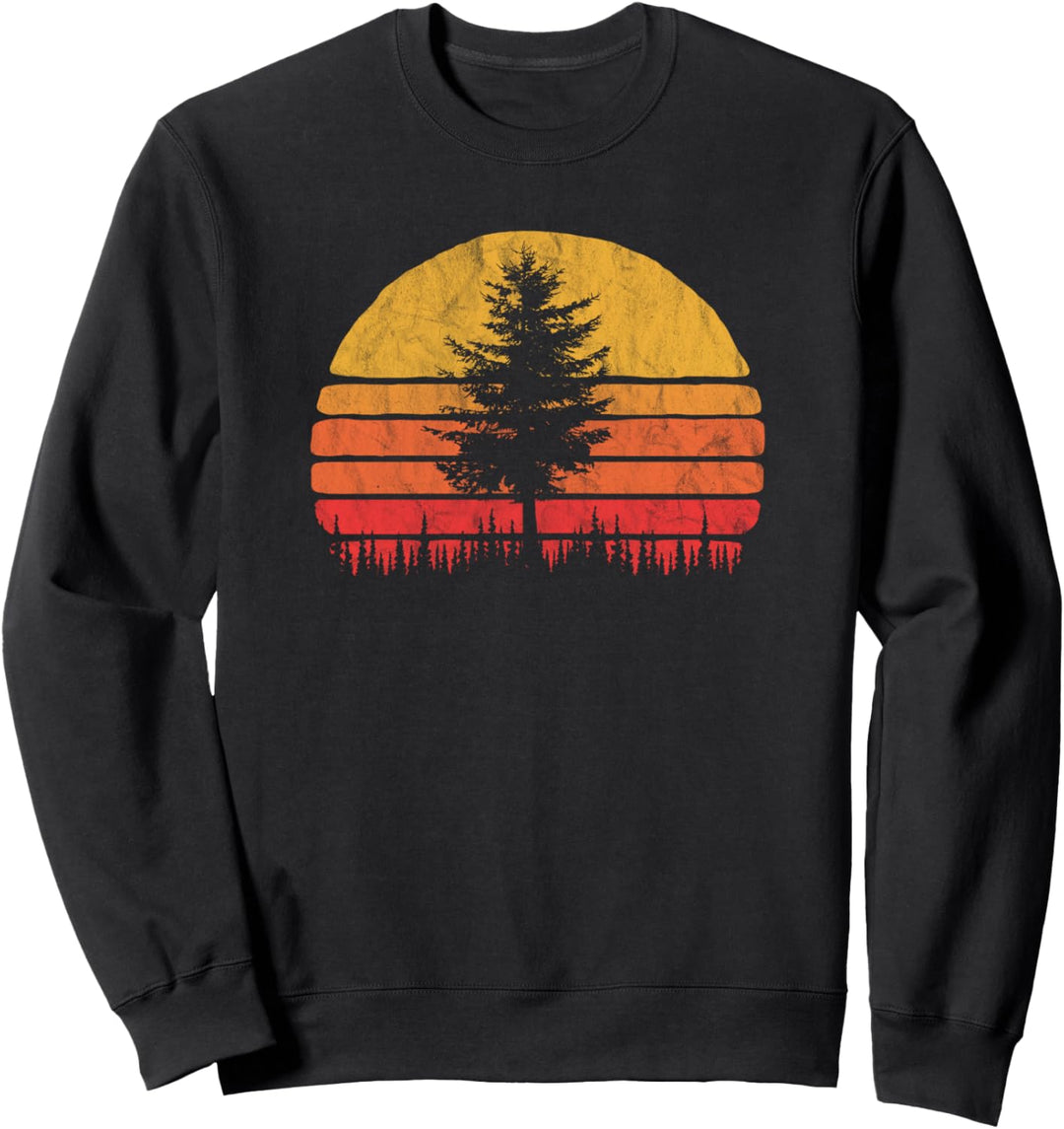 Retro Sun Minimalist Pine Tree Vintage Graphic Sweatshirt