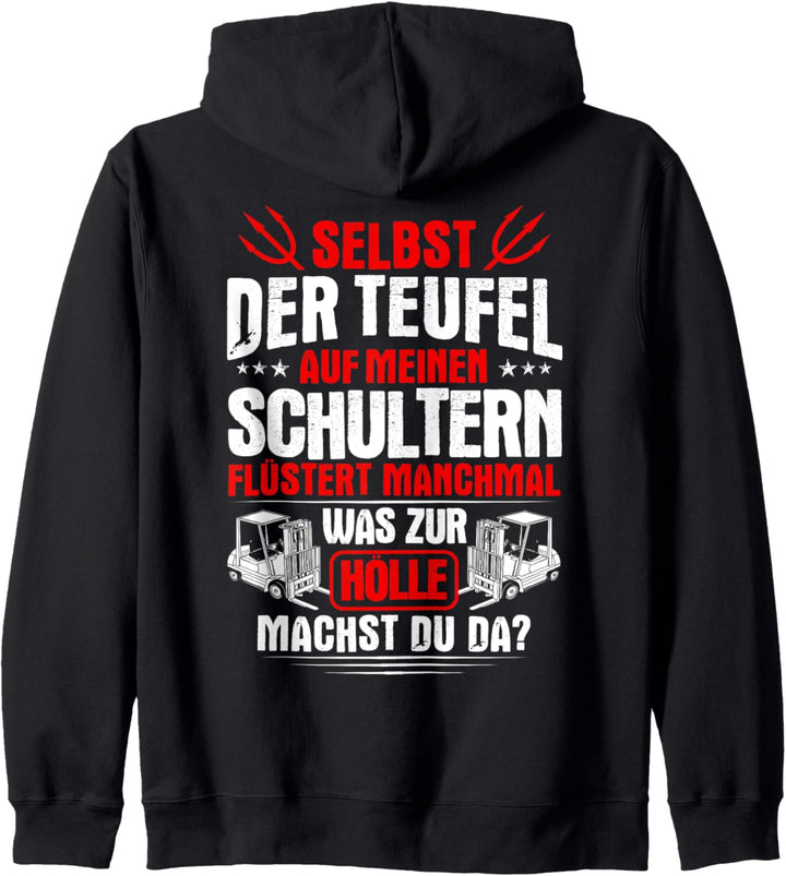 Gabelstaplerfahrer Teufel Auf Meinen Schultern Staplerfahrer Kapuzenjacke