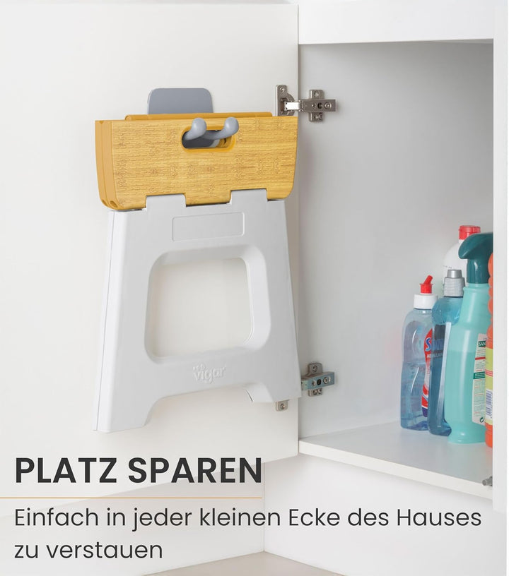 Vigar Kompakte Tritthocker Klappbar für Erwachsene, 27 cm, Klapphocker Faltbar 150 kg rutschfest, Le