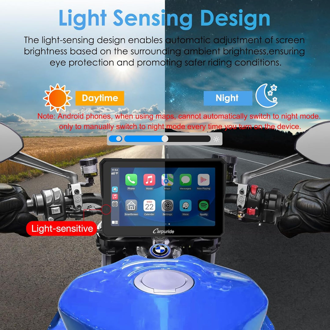 Carpuride W702 Pro Motorrad Carplay Bildschirm mit Gegensprechfunktion, Kabellos CarPlay und Android