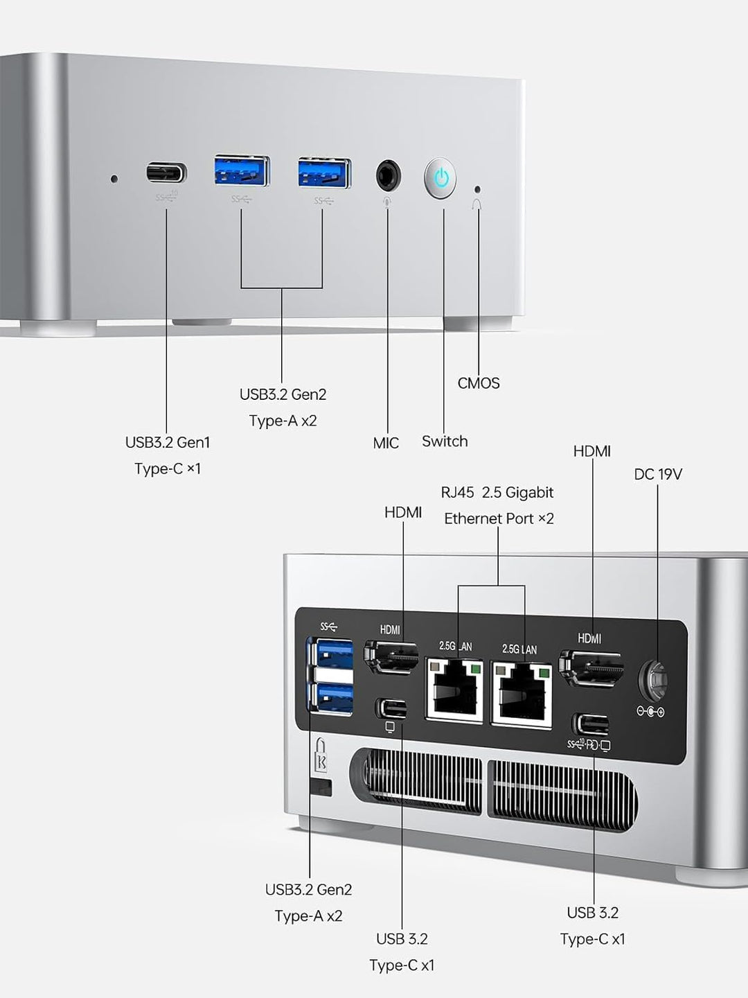 MINIS FORUM NAB6 Lite Mini PC mit Intel Core i5-12600H, 16GB DDR4, 512GB PCIe 4.0 SSD, 12 Kerne / 16