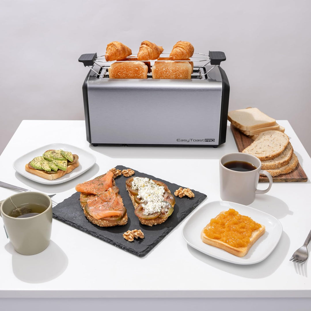Easy Toast Pro Digitaler Toaster mit Autolift, Touchscreen, 6 Bräunungsstufen, 6 Brotprogramme, Auft