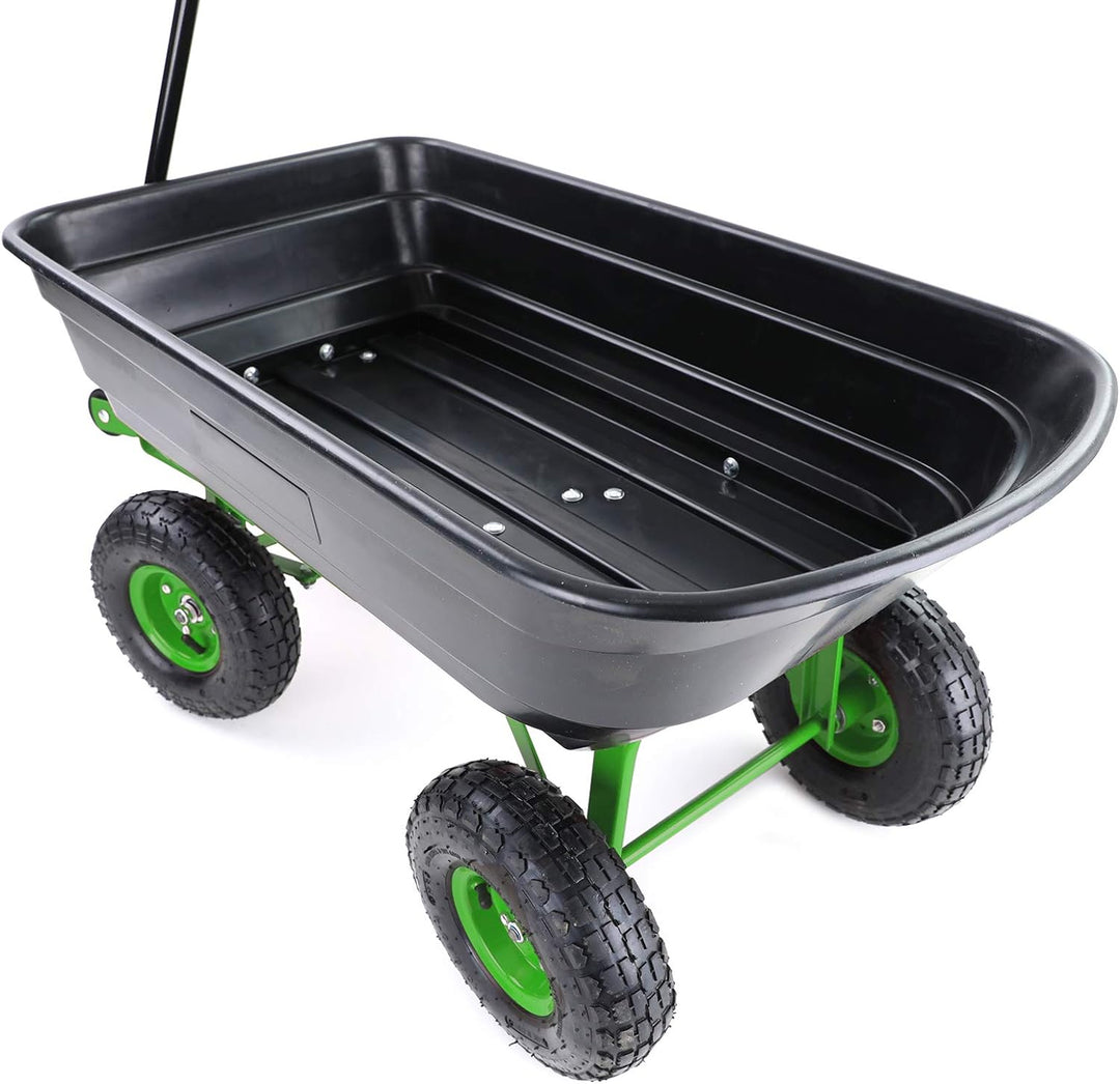 RAMROXX Transportwagen Gartenwagen Schubkarre Handwagen Kippfunktion 250 kg Schwarz Grün