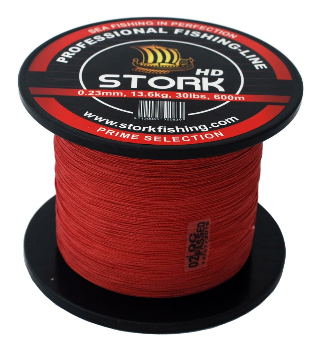 Stork HD, 4-Fach geflochtene Angelschnur 600m Rot 20 lbs / 9.1 kg / 0.19 mm, Rot 20 lbs / 9.1 kg / 0