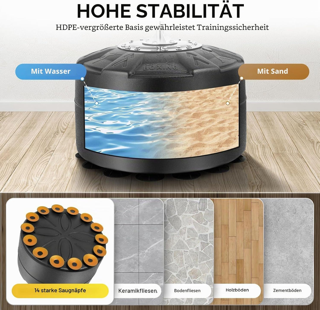Boxbirne Stehend Boxsack mit Ständer Boxständer mit Punchingball und Reflexstange Boxball mit Stände