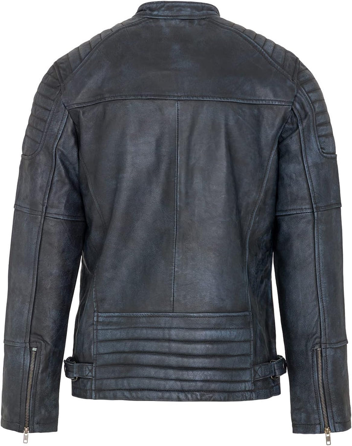 URBAN 5884 Herren Ralf, Lederjacke Echtleder Weich und Strapazierfähig, Denim