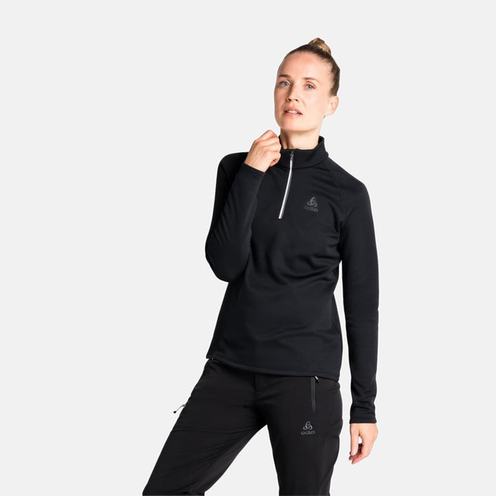 Odlo Damen Besso_542471 Mid Layer mit Reissverschluss XS Schwarz, XS Schwarz