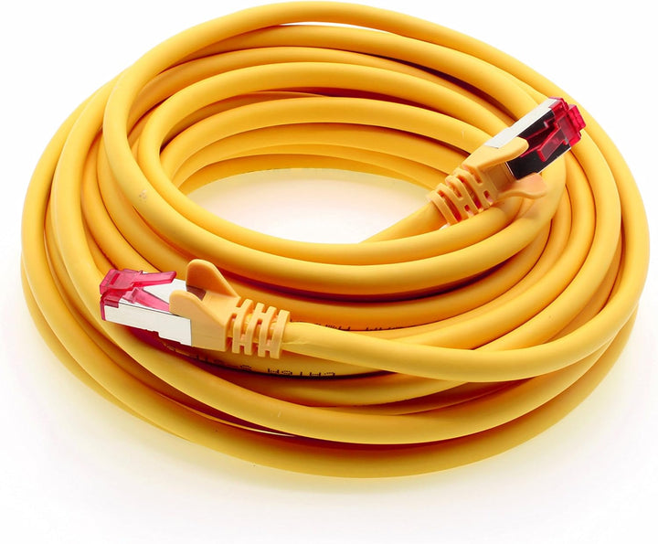 1aTTack.de 7,5m - gelb - 5 Stück - Netzwerkkabel CAT6a (10Gb/s) S-FTP CAT 6a Lankabel - GHMT zertifi