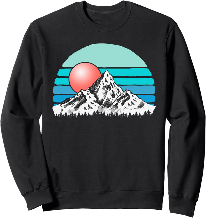 Vintage Mountain Sunset Eighties Hiking & Outdoors 80s Sweatshirt