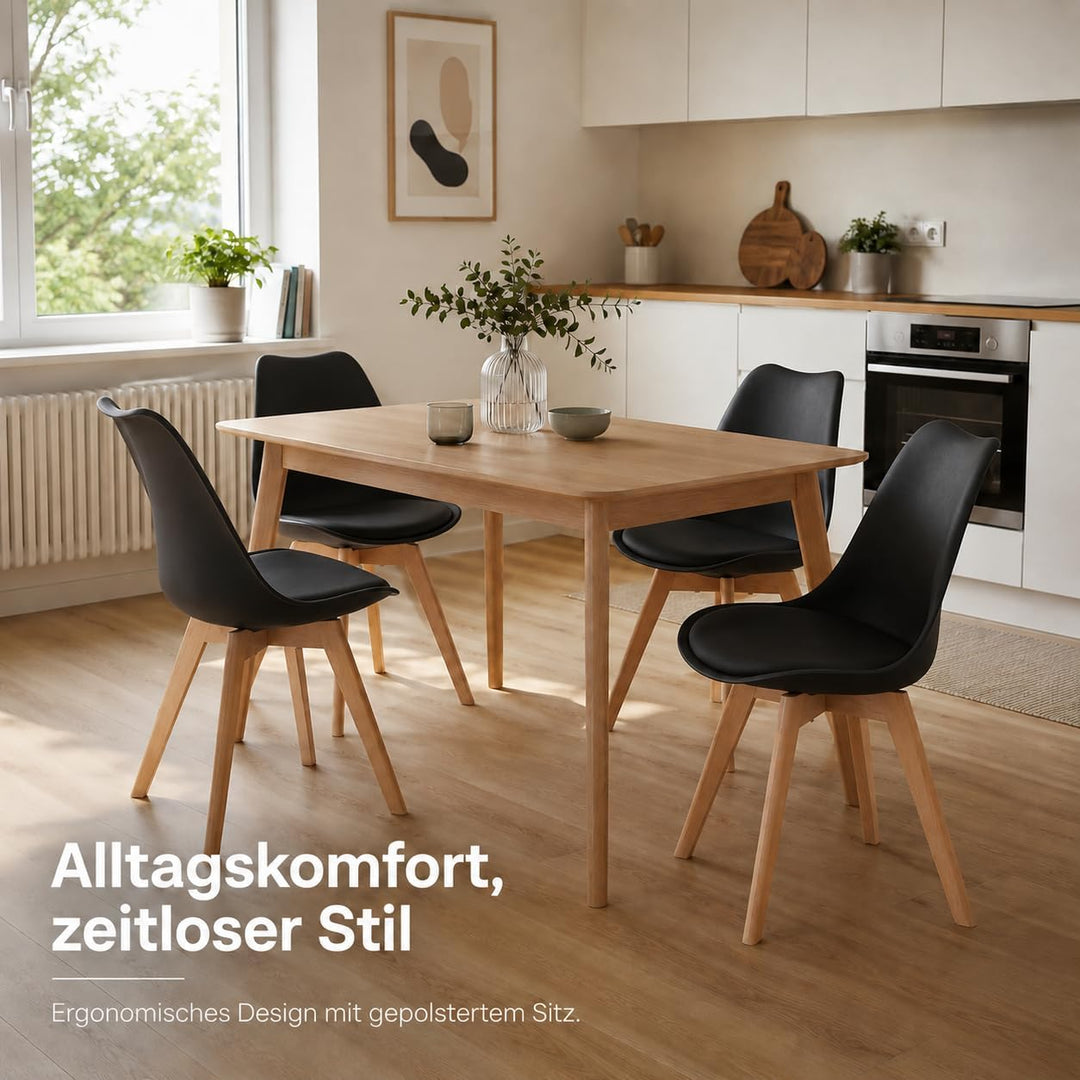 EGGREE 6er Set Esszimmerstühle mit Massivholz Buche Bein SGS Geprüfter, Retro Design Gepolsterter St