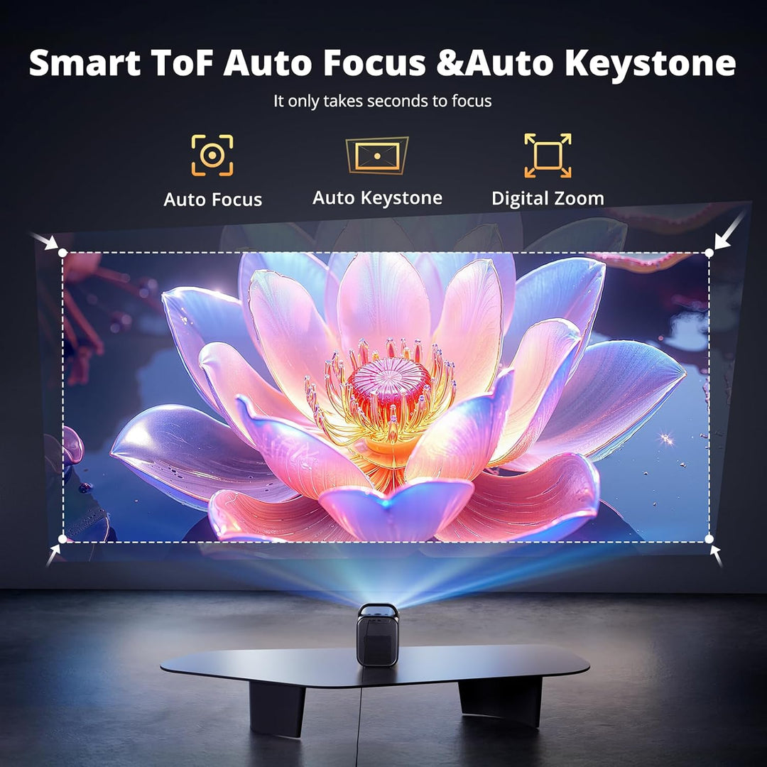 ETOE Smart Beamer 4K mit Google TV & Netflix Lizenz, Autofokus 1080P Full HD, 1300 ANSI Tragbarer Pr