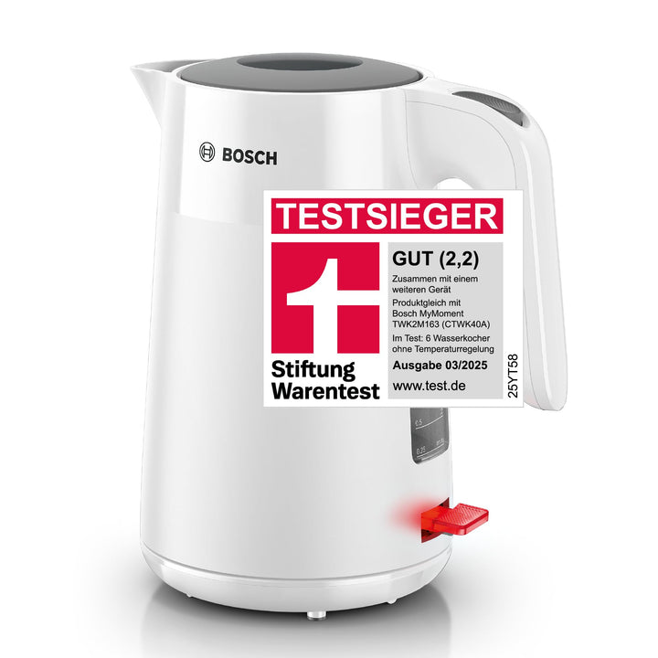 Bosch kabelloser Wasserkocher MyMoment TWK2M161, Abschaltautomatik, Überhitzungsschutz, Tassenanzeig