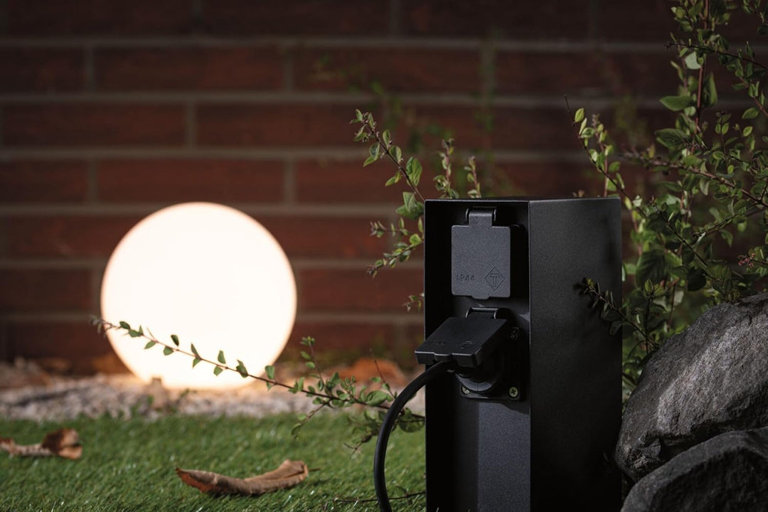 Paulmann 94657 Aussenleuchte Steckdosensäule Rio 2-fach IP44 eckig max. 3.650 W Anthrazit Strom im G