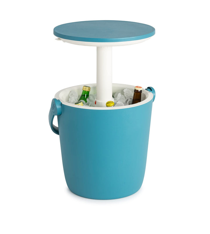 Keter Kühlbox Go Bar, mobiler 2-in-1-Getränkekühler und Serviertisch, ausziehbar, blau, wetterfest