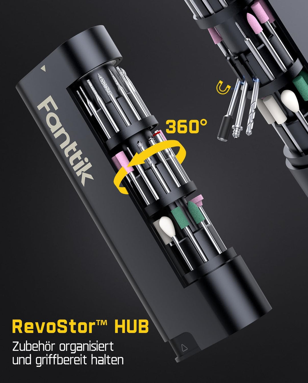 Fanttik F2 PRO Akku Multifunktionswerkzeug, starker Magnetmotor, Revostor-Hub, Rotationswerkzeug Set