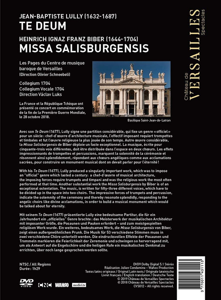 Lully/Biber: Te Deum / Missa Salisburgensis, DVD