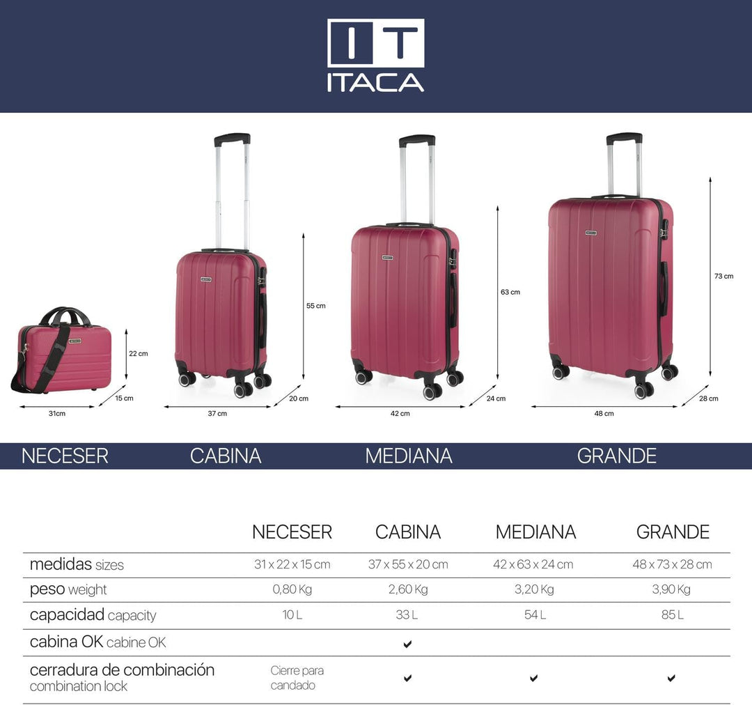 ITACA - Reisekoffer der Firma Set Koffer 4 Rollen - Set Reisekoffer ABS - Set Robuste und leichte Re