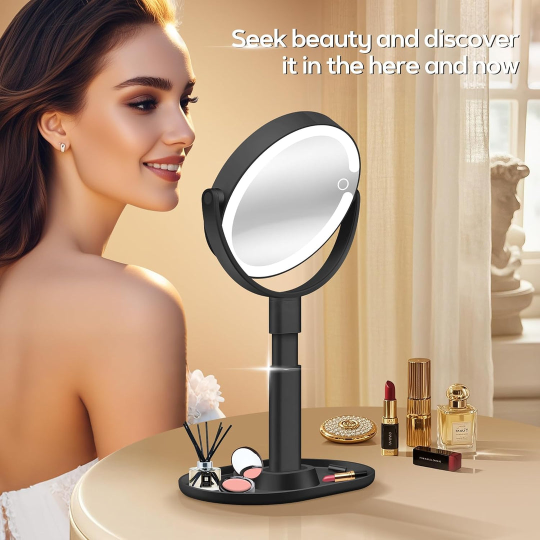 B Beauty Planet Beleuchteter Makeup Spiegel 30X Vergrösserungsspiegel mit 3 Farblicht, dimmbare LED
