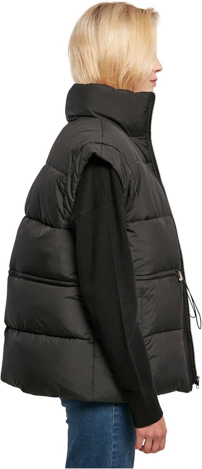 Urban Classics Damen Ladies Waisted Puffer Vest Weste XS Schwarz, XS Schwarz